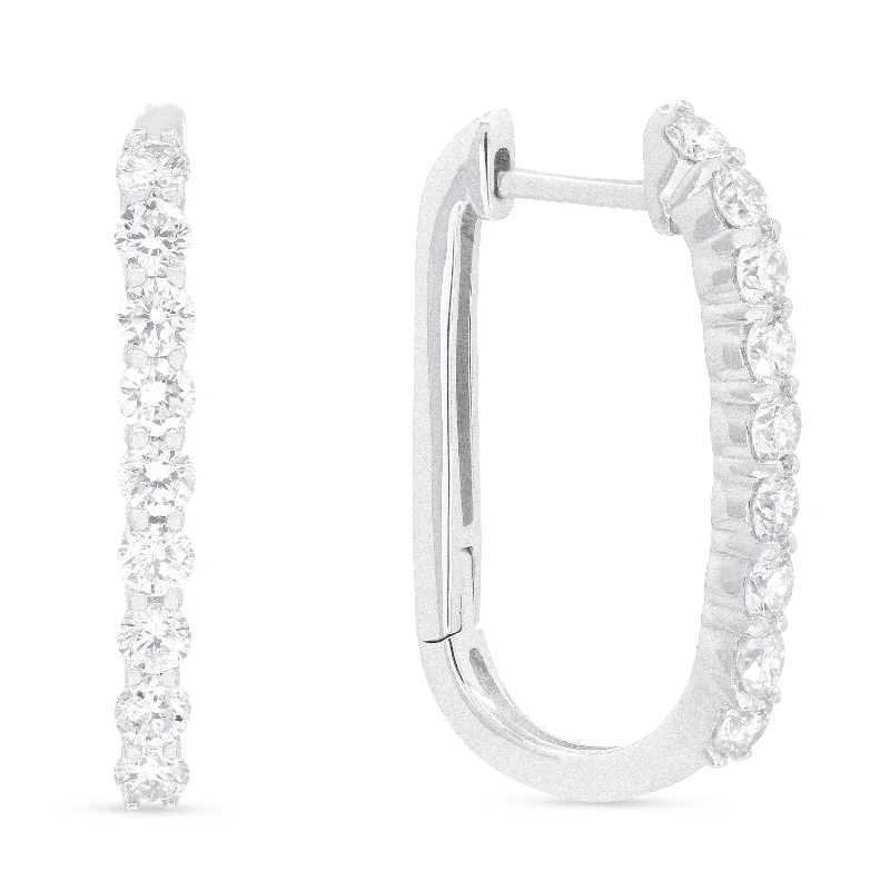 Drop Earrings for Christmas Party -0.55Ct White Diamond Hoops Earrings In 14K White Gold