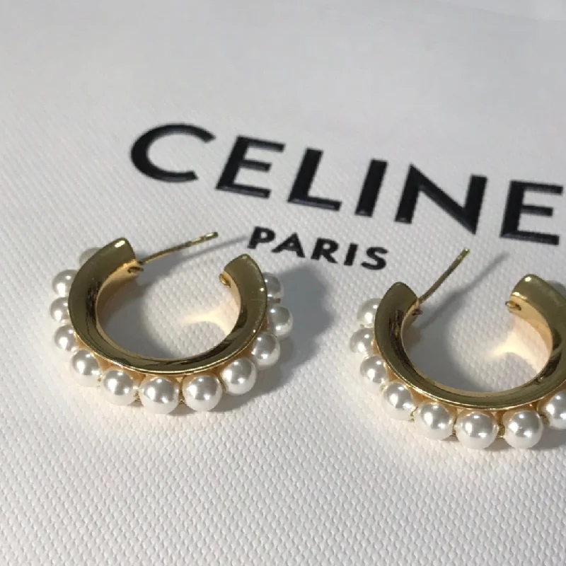 Lead Free Drop Earrings for Health -Celine's new fashionable gold circle pearl earrings EHA122