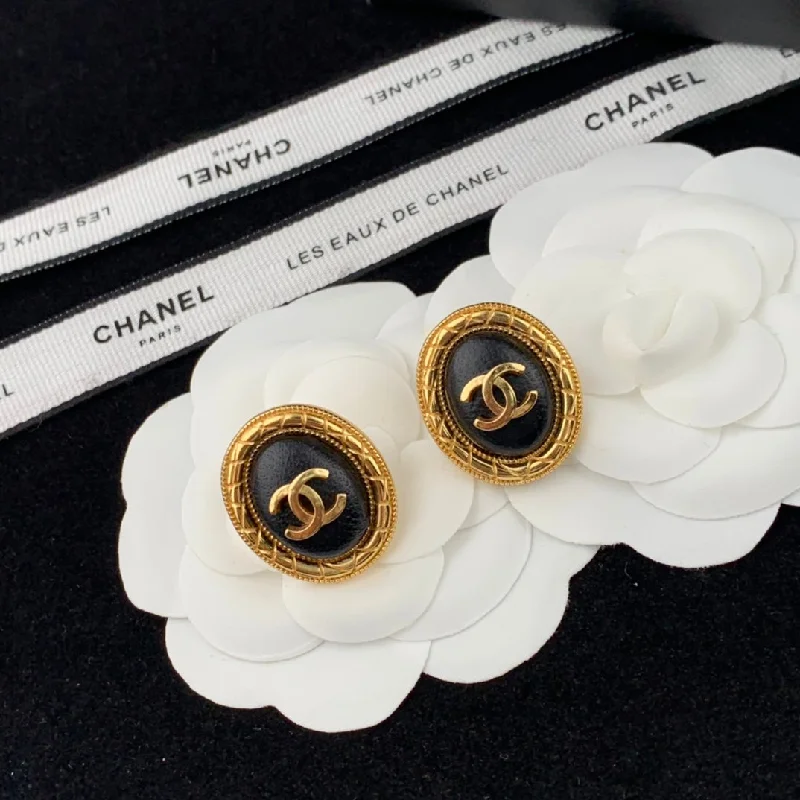 Beaded Drop Earrings for Party -Chanel ancient gold oval sheepskin earrings EHA183