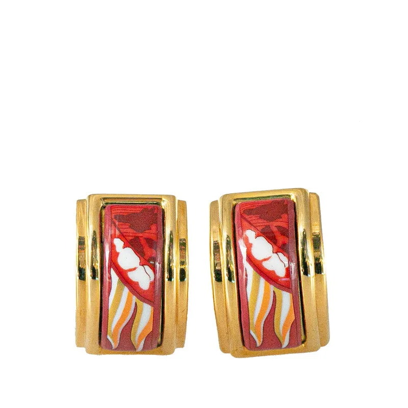 Drop Earrings for Festival Style -Hermes Gold Plated Enamel Earrings