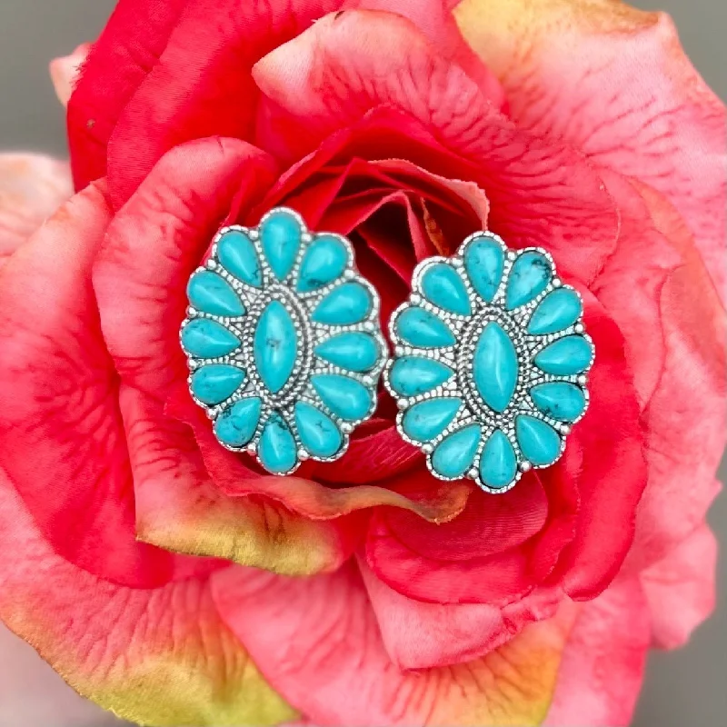 Drop Earrings with Polished Shine -Addyson Parker Turquoise Squash Blossom Earrings