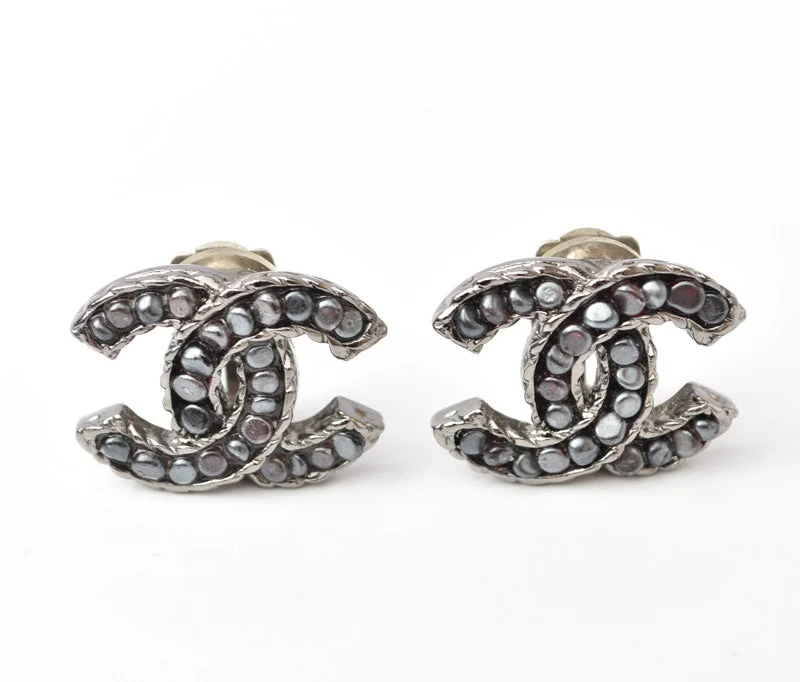 Drop Earrings with Filigree Work -Chanel Metal Earrings Clip-On/Stud