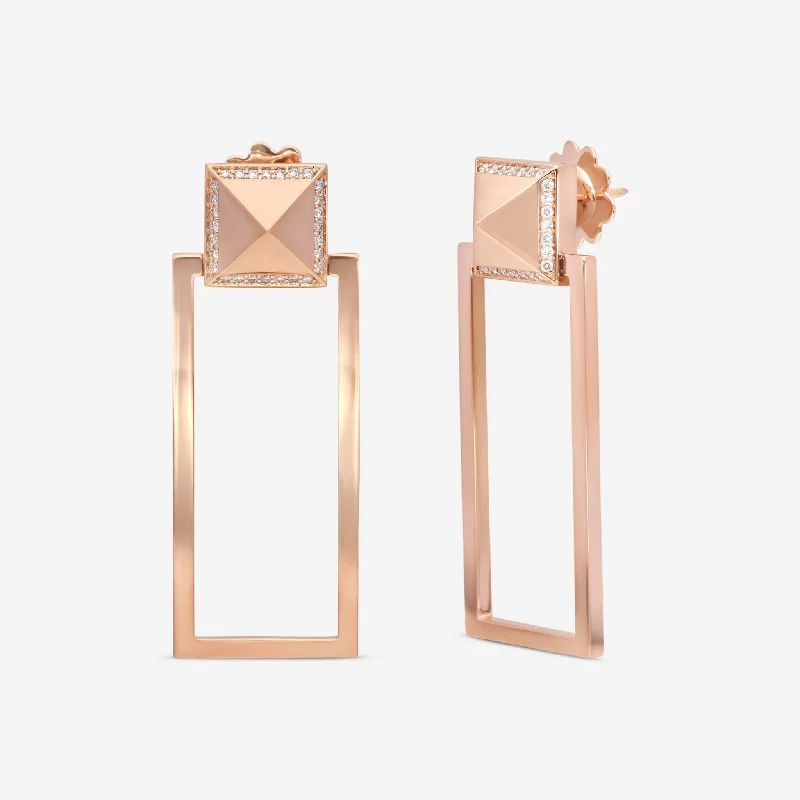 Heavy Duty Drop Earrings for Durability -Roberto Coin Obelisco 18K Rose Gold Diamond Drop Earrings 8882497AXERX