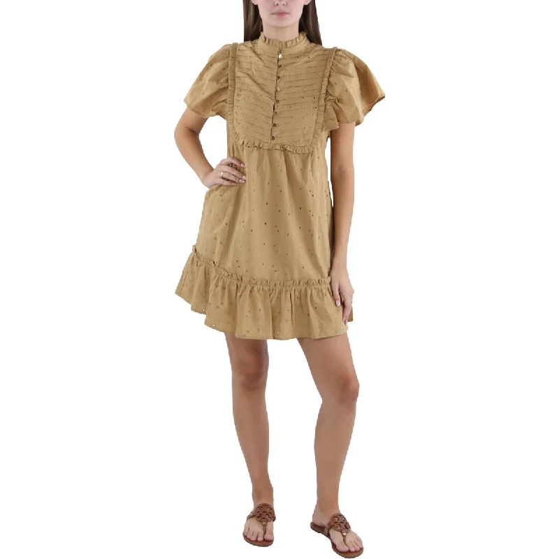 Flared Dresses for Retro -Lost + Wander Womens Embroidered Above Knee Mini Dress