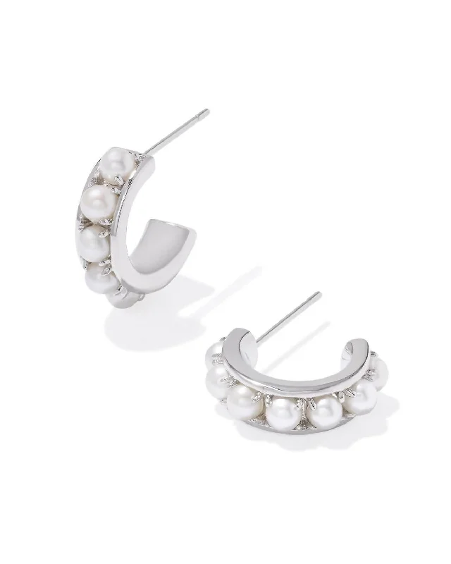 Drop Earrings with Matte Finish -Krista Huggie Earrings In White Pearl