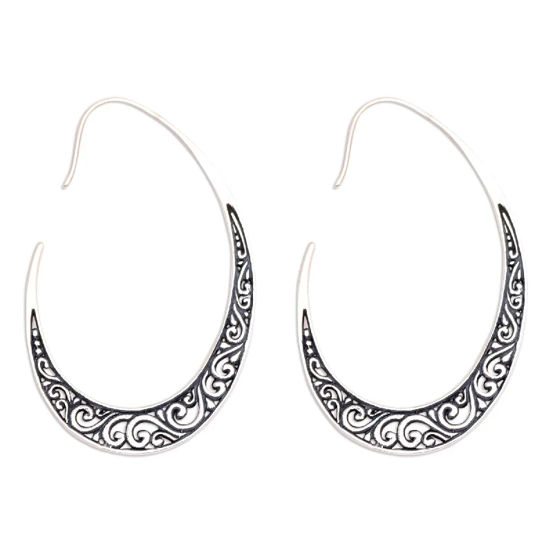 Drop Earrings for Formal Attire -Novica Handmade Balinese Snare Sterling Silver Drop Earrings