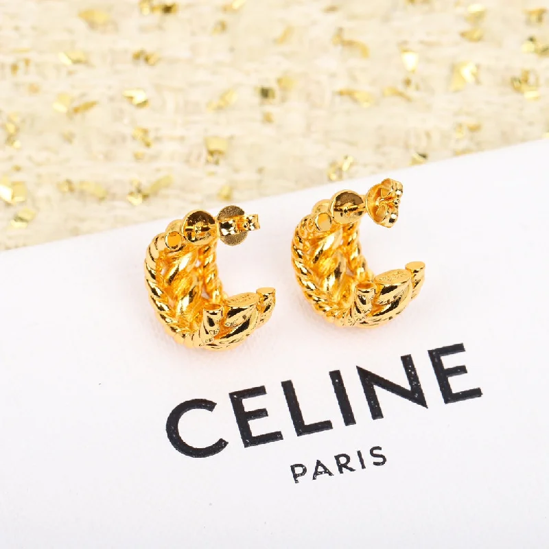 Heart Shaped Drop Earrings for Love -Celine Personalized European and American Style Fashionable and Versatile Hemp Edge C-shaped Earrings EHA73