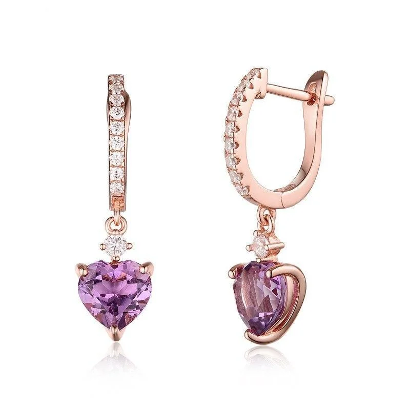 Drop Earrings with Abstract Designs -Amethyst Clasp Earrings