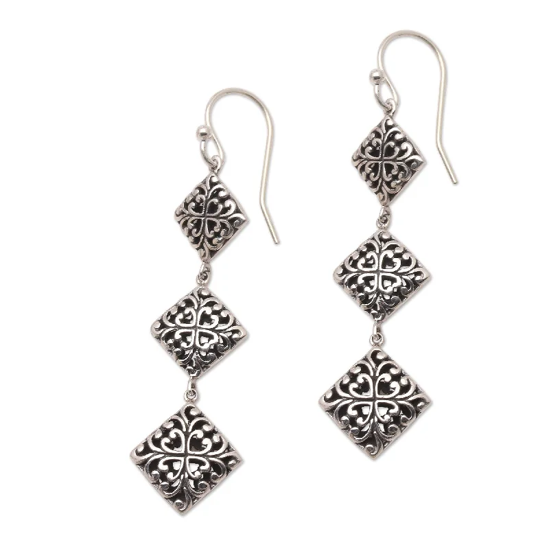 Drop Earrings with Wave Designs -Novica Handmade My Hearts Eye Sterling Silver Dangle Earrings