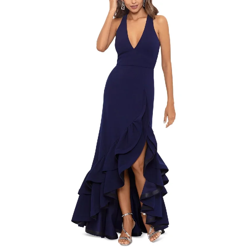 Ball Gown Dresses for Glamour -Betsy & Adam Womens Ruffled V-Neck Evening Dress