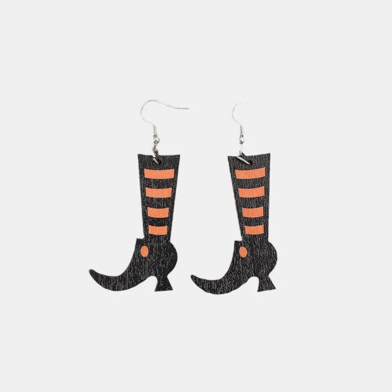 Drop Earrings with Debossed Designs -Wooden Boots Halloween Alloy Drop Earrings