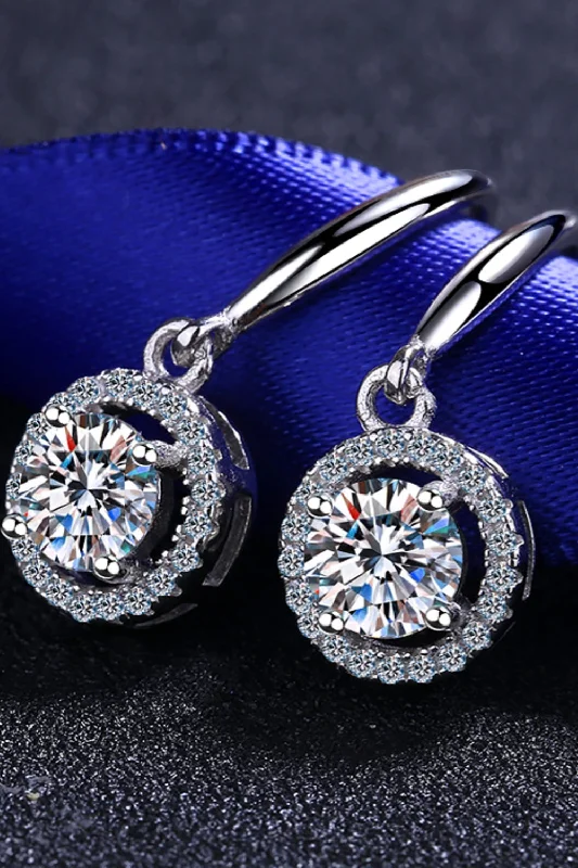 Drop Earrings for Office Wear -1 Carat Moissanite Silver Drop Earrings 925 Sterling Platinum-plated Jewelry