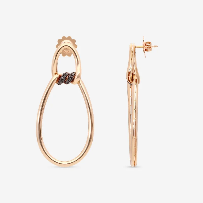 Hippie Drop Earrings with Beads -Roberto Coin Cialoma 18K Rose Gold Black Diamond Doorknocker Earrings 7773239ABERX