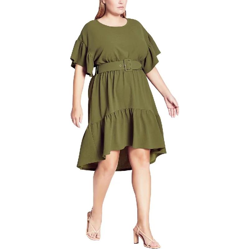 Sleeveless Dresses for Coolness -REFINITY Womens Plus Swish Butterfly Sleeve Hi-Low Fit & Flare Dress