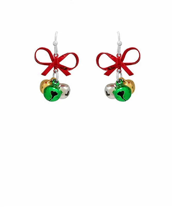 Detachable Drop Earrings with Charms -Women's Holiday Earrings In Red