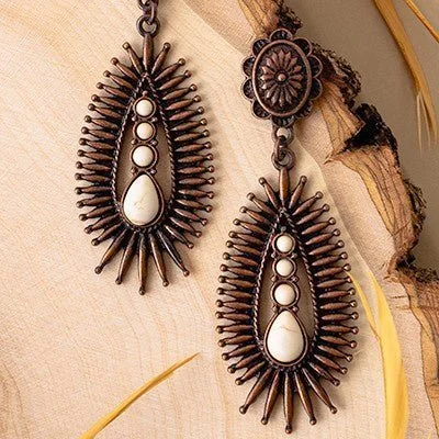 Drop Earrings with Filigree Work -Get to the Point Earrings- 2 Colors