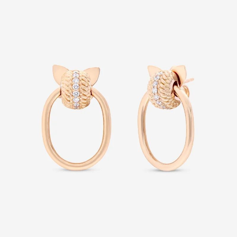 Drop Earrings for School Uniform -Roberto Coin Opera 18K Rose Gold Diamond Earrings 7772806AXERX