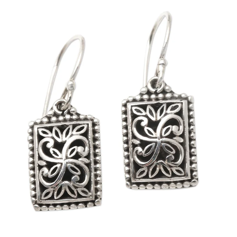 Drop Earrings with Floral Motifs -Novica Handmade Sweet Choice Sterling Silver Dangle Earrings