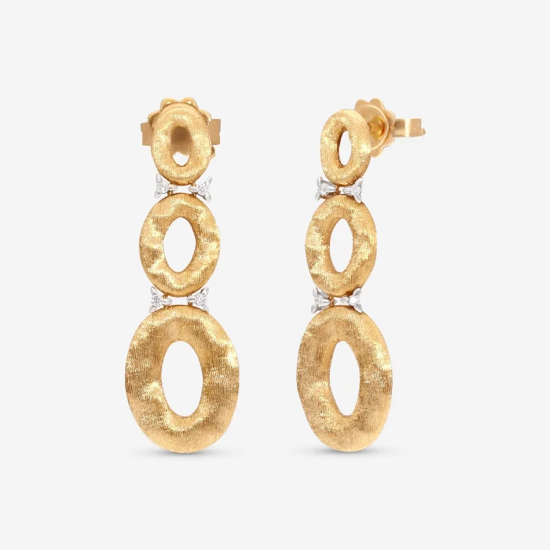 Drop Earrings with Leaf Motifs -Nanis 18K Yellow Gold Diamond Earrings OS5-578