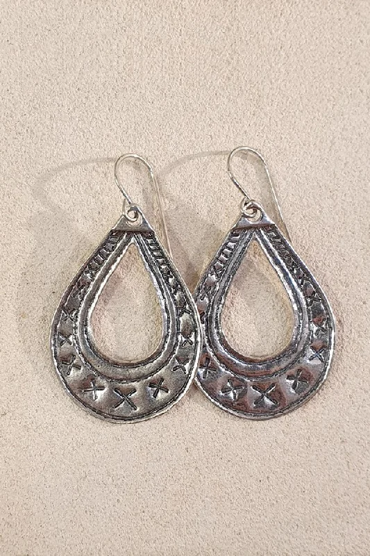 Drop Earrings with Debossed Designs -Sadie Earrings