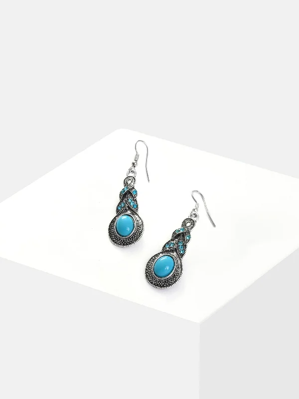 Drop Earrings with Embossed Patterns -Twist Drop Earrings