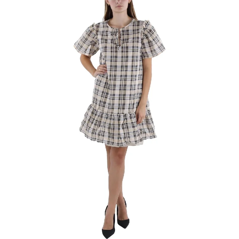 Capri Dresses for Playful -French Connection Womens Checkered Above Knee Shift Dress