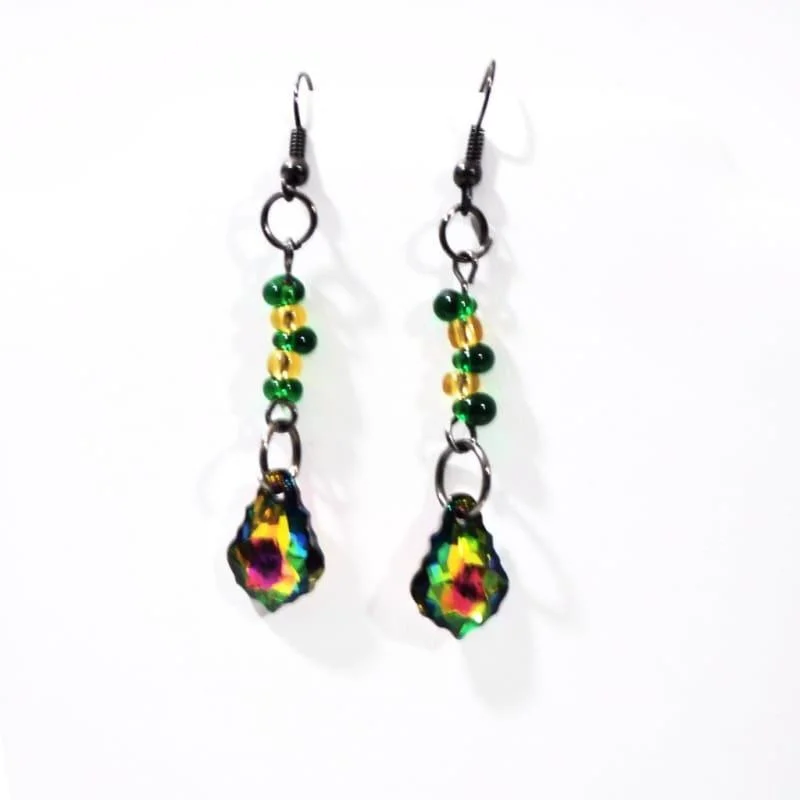 Drop Earrings for Yoga Session -Unique And Elegant Green Swarovski Crystal Women's Dangle Earrings