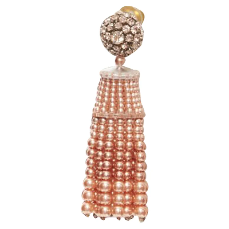 Waterproof Drop Earrings for Outdoor -Oscar De La Renta crystal pearl tassel drop clip on earrings