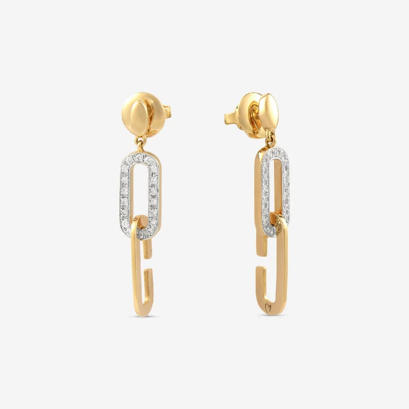 Drop Earrings with Filigree Work -K Di Kuore Link 18K Yellow Gold Diamond Earrings 461909