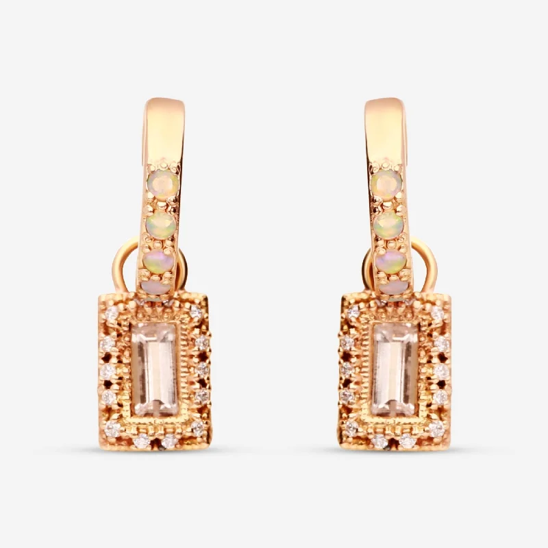 Clip On Drop Earrings for Non Pierced -Armenta 14K Rose Gold & Grey Sterling Silver Huggie Earrings 20503