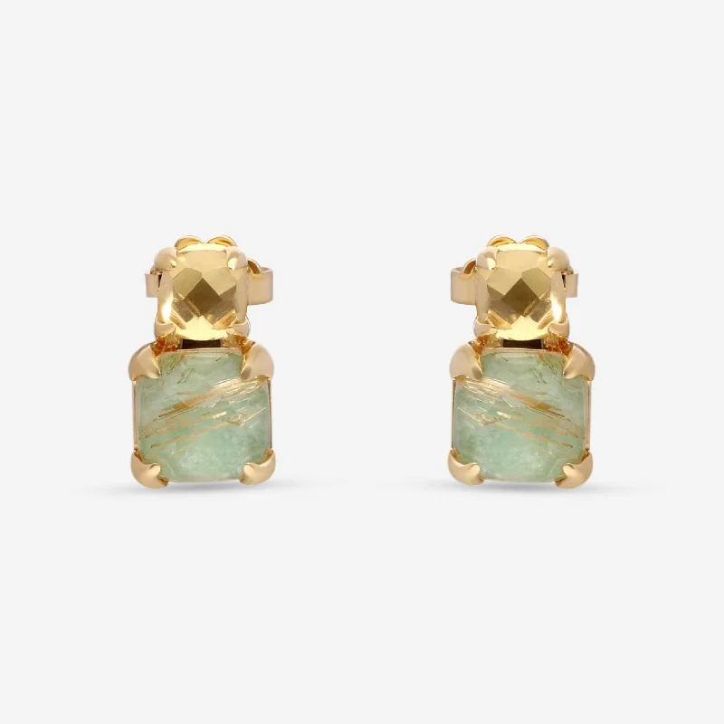 Gemstone Drop Earrings for Color -SuperOro Iceberg 18K Yellow Gold Multistone Earrings ICEBERG/O001