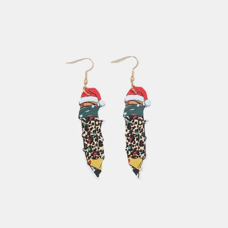 Drop Earrings with Etched Designs -Pencil Earrings PU Leather Alloy Drop Jewelry