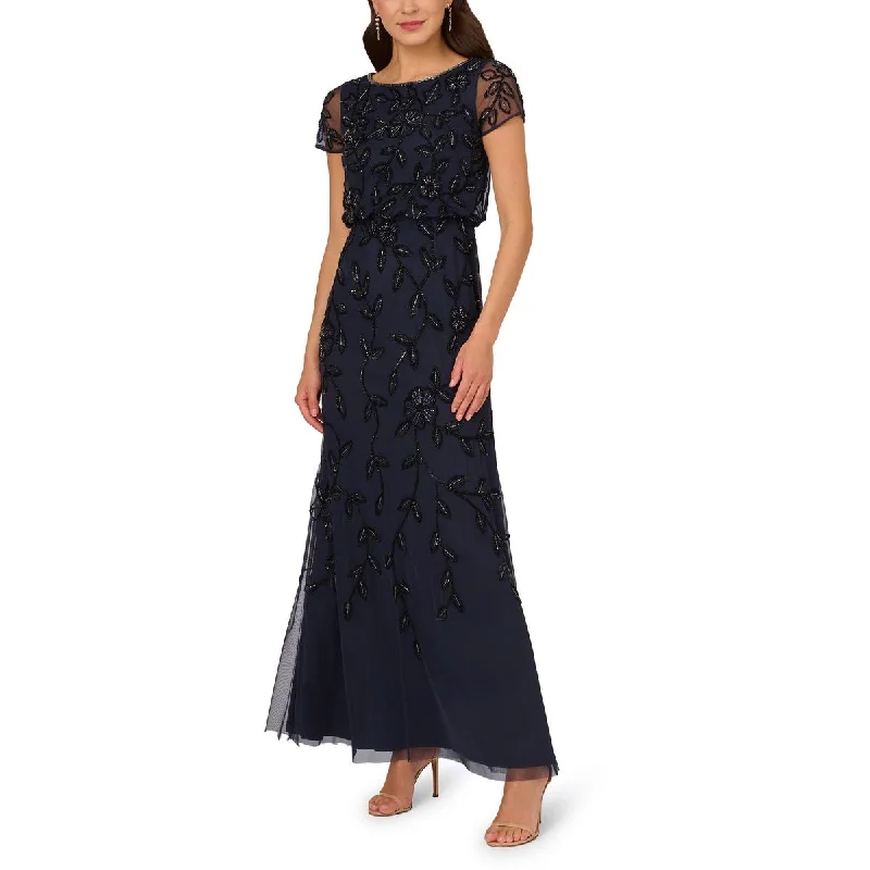 Black Dresses for Versatile -Adrianna Papell Womens Petites Sequin Beaded Evening Dress