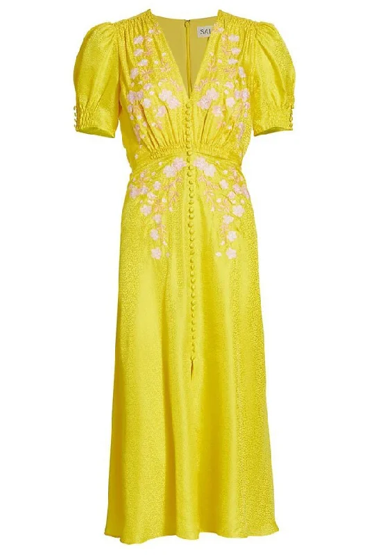 Vintage Dresses for Nostalgia -Lea Dress - Bright Lemon