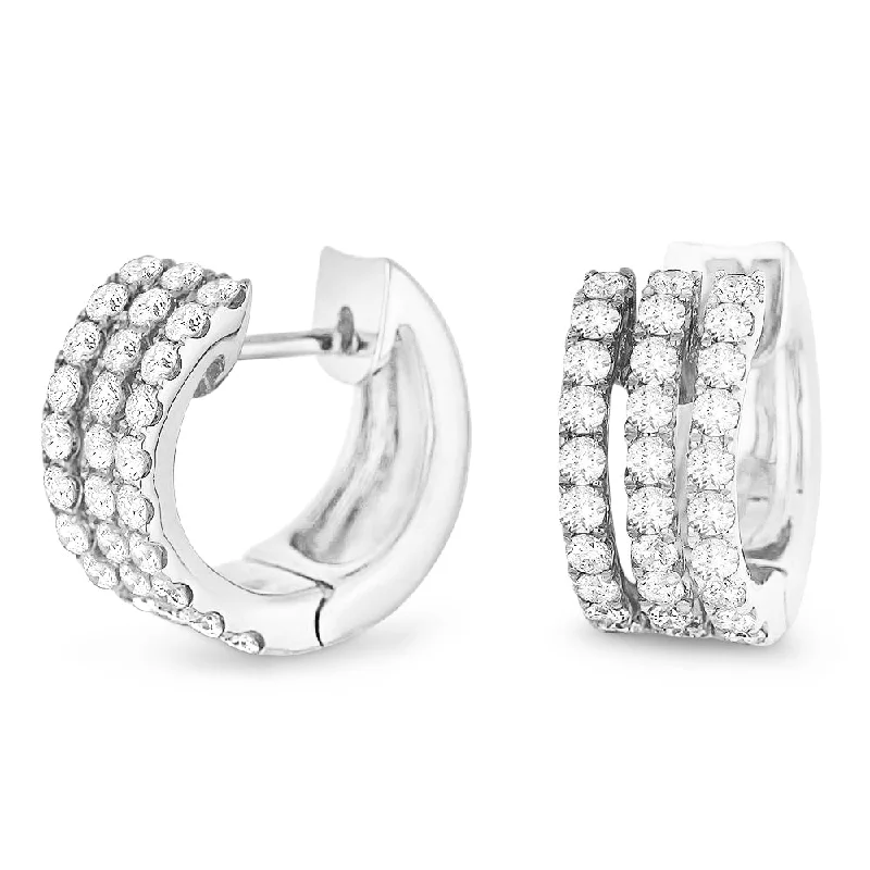 Gemstone and Diamond Drop Earrings for Opulence -0.88Ct White Diamond Hoops Earrings In 14K White Gold