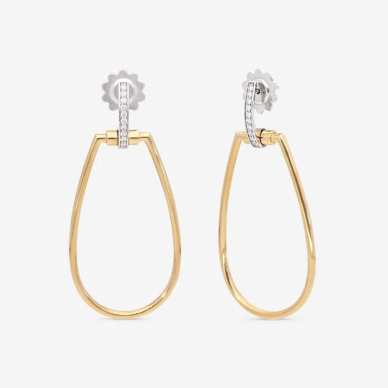 Indian Drop Earrings with Intricacy -Roberto Coin Classic Parisienne 18K Yellow & White Gold Diamond Earrings 8882381AJERX