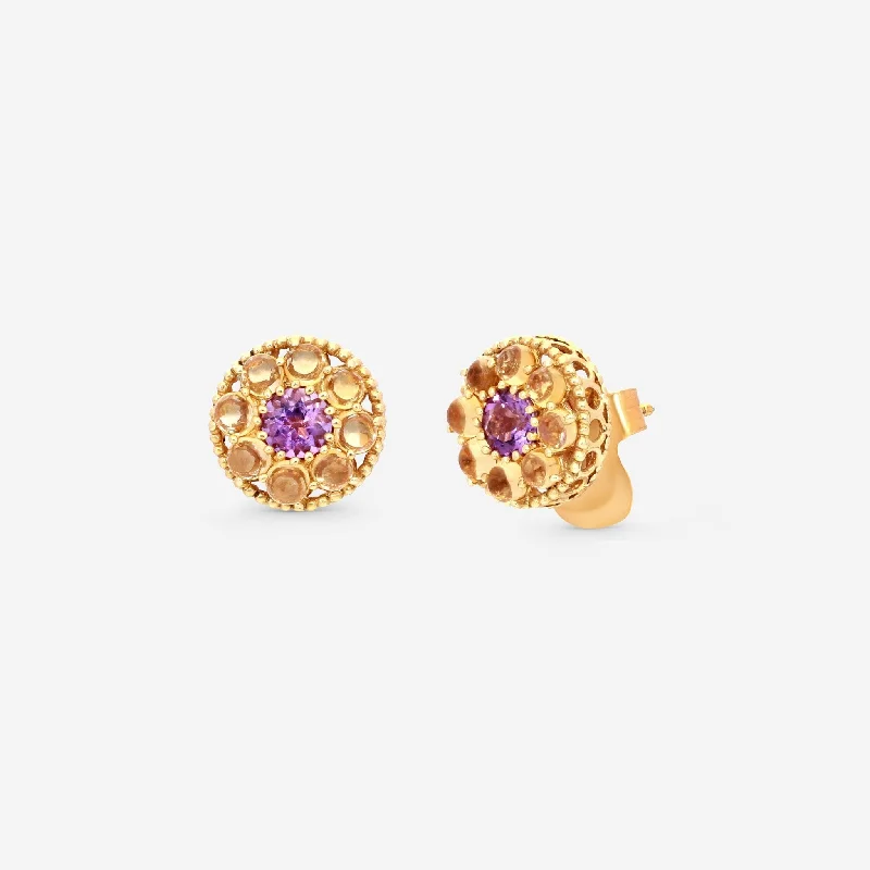 Oval Drop Earrings for Grace -Nanis 18K Yellow Gold Amethyst & Citrine Earrings OA8-560