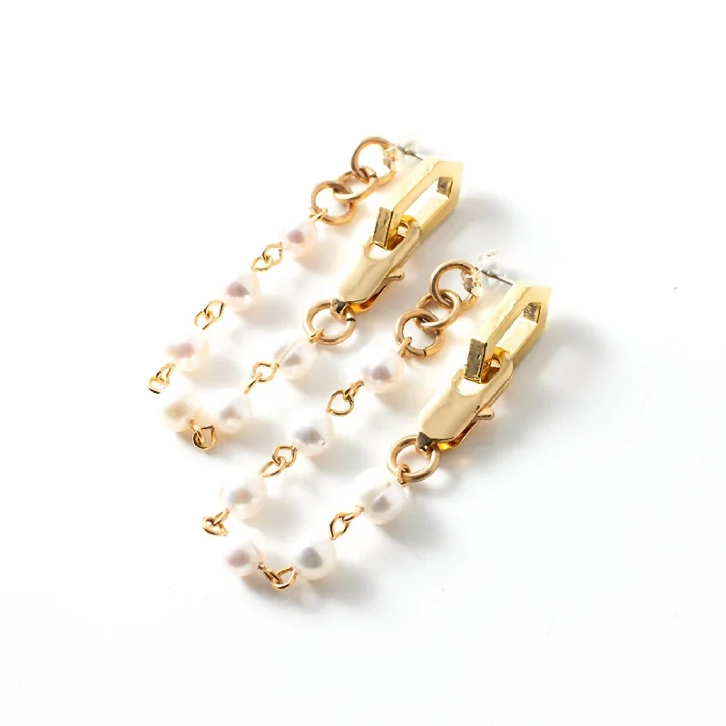 Waterproof Drop Earrings for Outdoor -Saopaolo Earrings In Pearl/gold