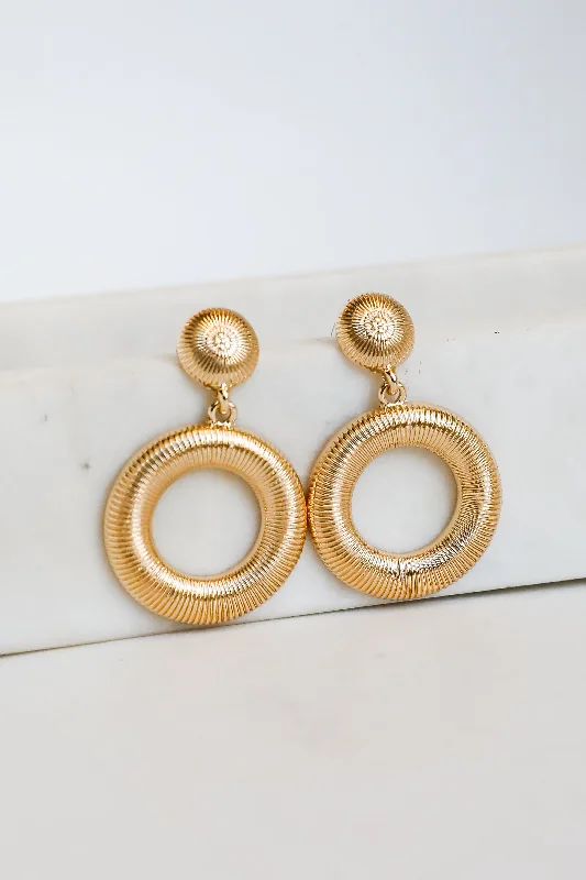 Drop Earrings with Embossed Patterns -Lilly Circle Drop Earrings