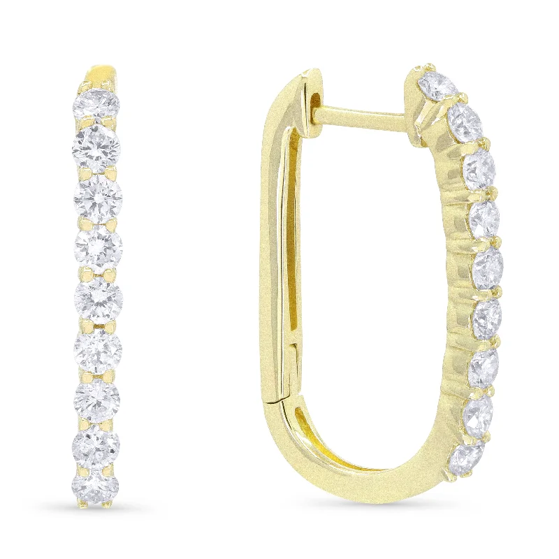 Leverback Drop Earrings for Comfort -18" 0.55Ct White Diamond Hoops Earrings In 14K Yellow Gold