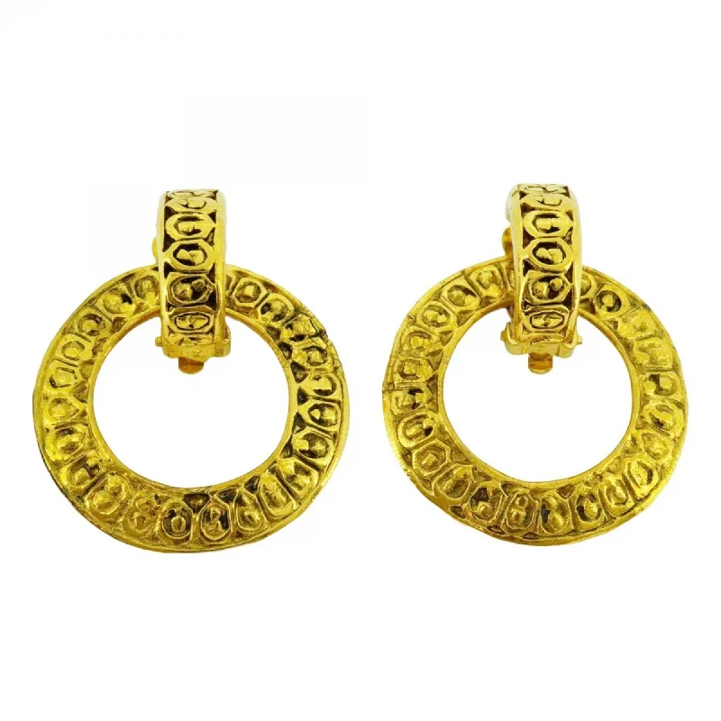 Drop Earrings with Hammered Finish -Chanel   Plating Clip Earrings (Pre-Owned)