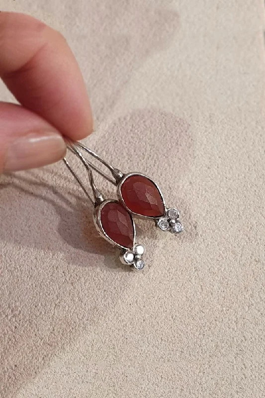 Drop Earrings for Bridesmaids Look -Lavi Red and Silver Earrings