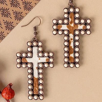 Lightweight Drop Earrings for All Day -Encased Cross Earrings- 3 Colors