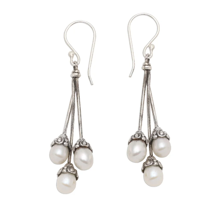 Drop Earrings for Bridesmaids Look -Novica Handmade Manifest Destiny Cultured Pearl Dangle Earrings