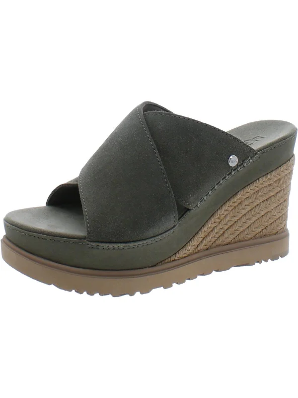 Casual sandals for women with wide straps and flat sole for relaxed fit-Abbot Womens Suede Espadrille Wedge Sandals