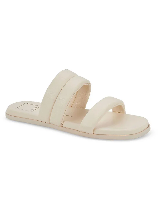 Casual sandals for women with arch support and lightweight construction-Adore Womens Leather Slip On Slide Sandals