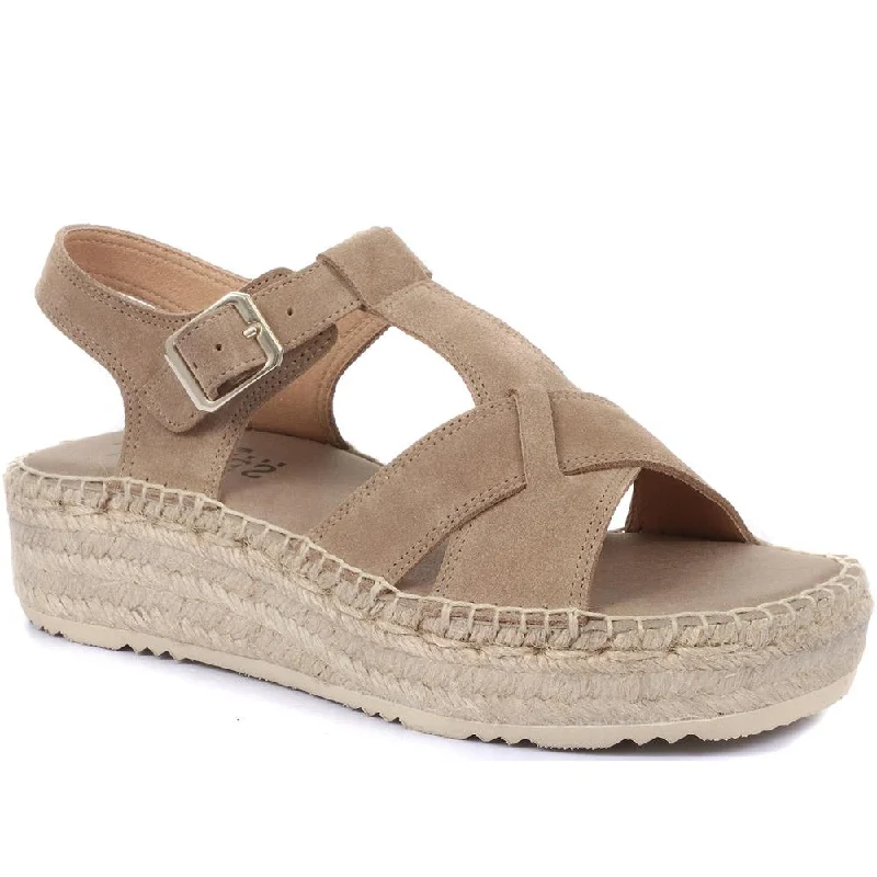 Stylish sandals for women with platform soles and trendy ankle straps-Adrienne Suede Espadrille Sandals - ADRIENNE / 320 167