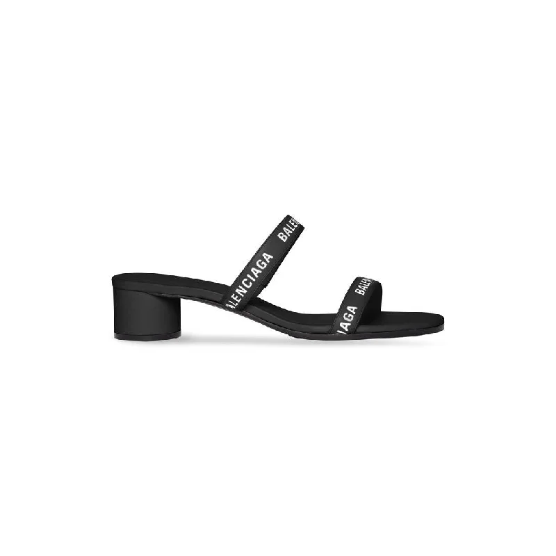 Elegant sandals for women with rhinestone detailing and wedge heels for dressy events-Balenciaga Round Sandals L40