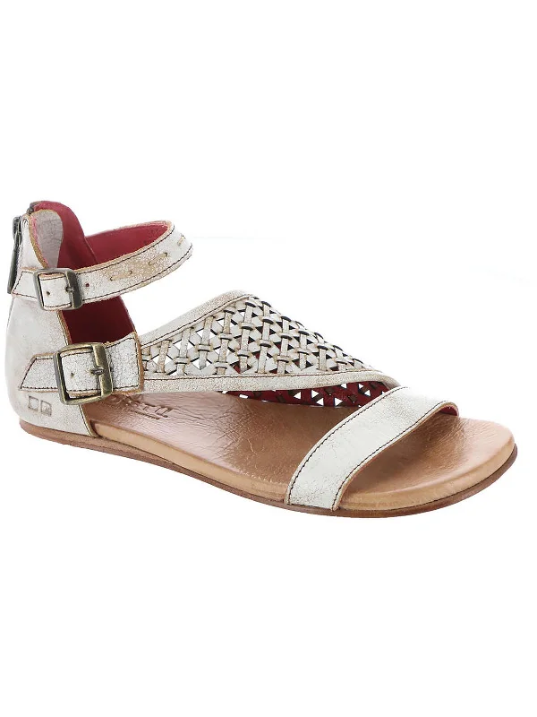 Stylish sandals for women with metallic leather straps and cushioned footbed-Bellatrix II   Womens Leather Open Toe Gladiator Sandals