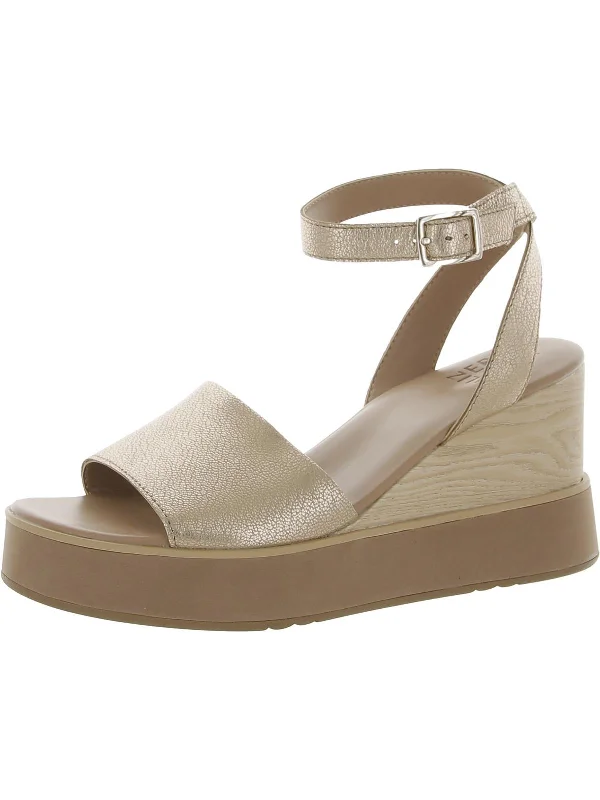 Elegant sandals for evening events with satin finish and embellished details-Brynn Womens Faux Leather Summer Wedge Sandals